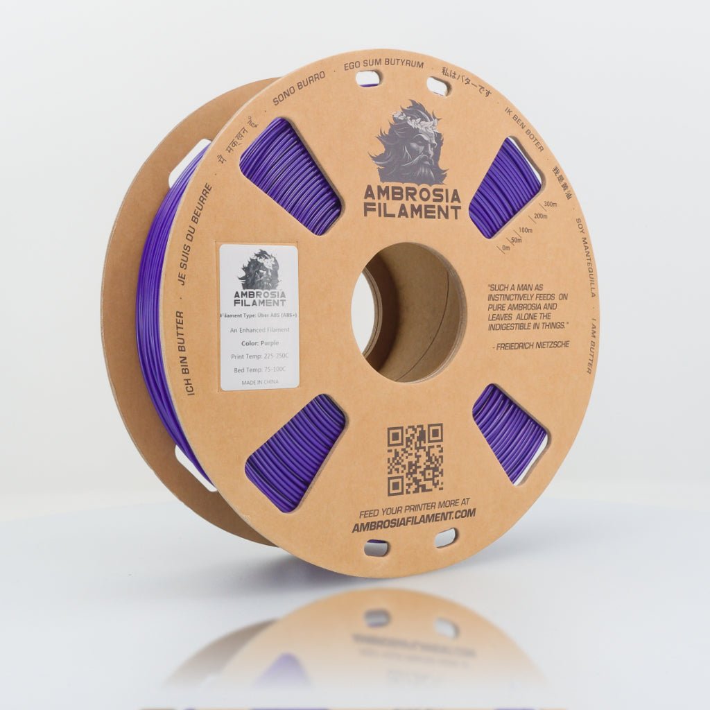 AMBROSIA Über ABS Filament of the Gods - 1KG Bambu AMS Friendly Cardboard Spools Premium 3D Printing Filament ABS+