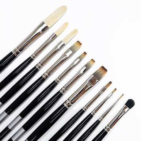 Julie Beck 11-Piece Trekell Brush Set | Synthetic & Natural Hair Brushes for Oil Painting