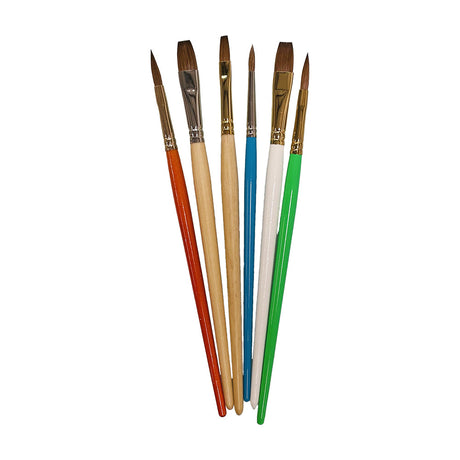 Trekell "Not Too Bad" Natural Hair 6-Pack Artist Brush Sets - For Oil and Watercolor Painting