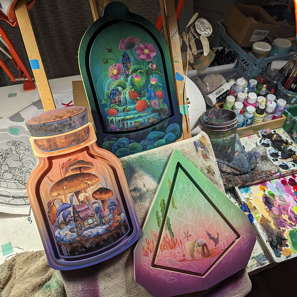 Trekell Geometric Terrarium Floater Panel - Wooden Painting Canvas