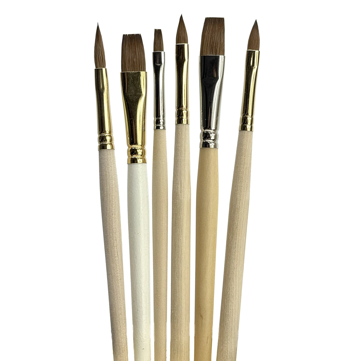 Trekell "Not Too Bad" Natural Hair 6-Pack Artist Brush Sets - For Oil and Watercolor Painting