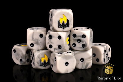 Flaming Book Dice