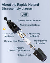 Phaetus Rapido (Rapido 2) Hot End (Hotend) - UHF / HF Standard and Plus (104NT and PT1000)