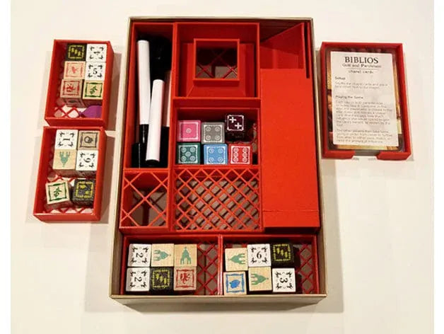 Biblios: Quill and Parchment + Dice Tower Board Game Insert / Organizer