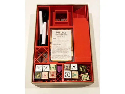 Biblios: Quill and Parchment + Dice Tower Board Game Insert / Organizer