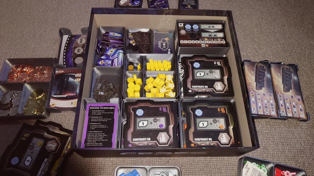 Ceres with Mars Contracts and Comets Board Game Insert / Organizer