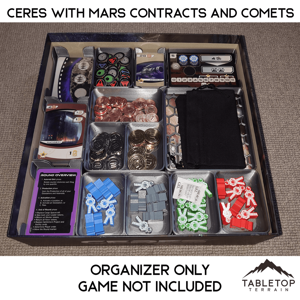 Ceres with Mars Contracts and Comets Board Game Insert / Organizer
