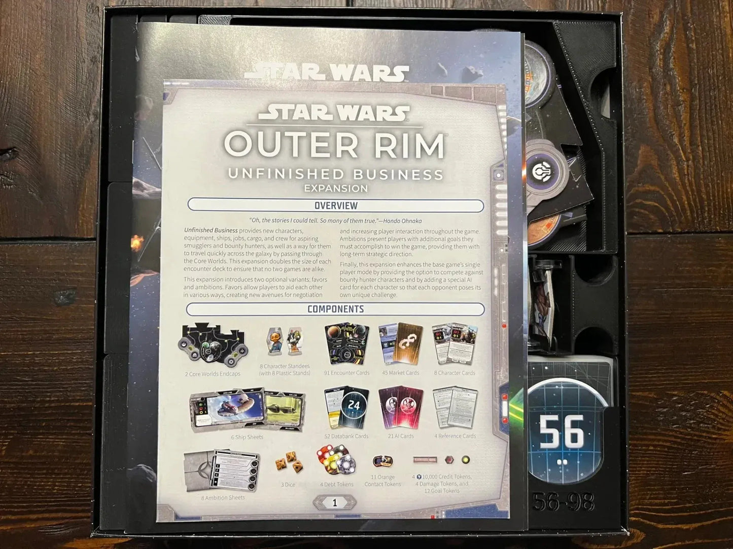 Star Wars Outer Rim with Unfinished Business Board Game Insert / Organizer