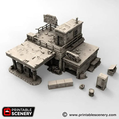 Derelict Gas Station - Apocalyptic Building