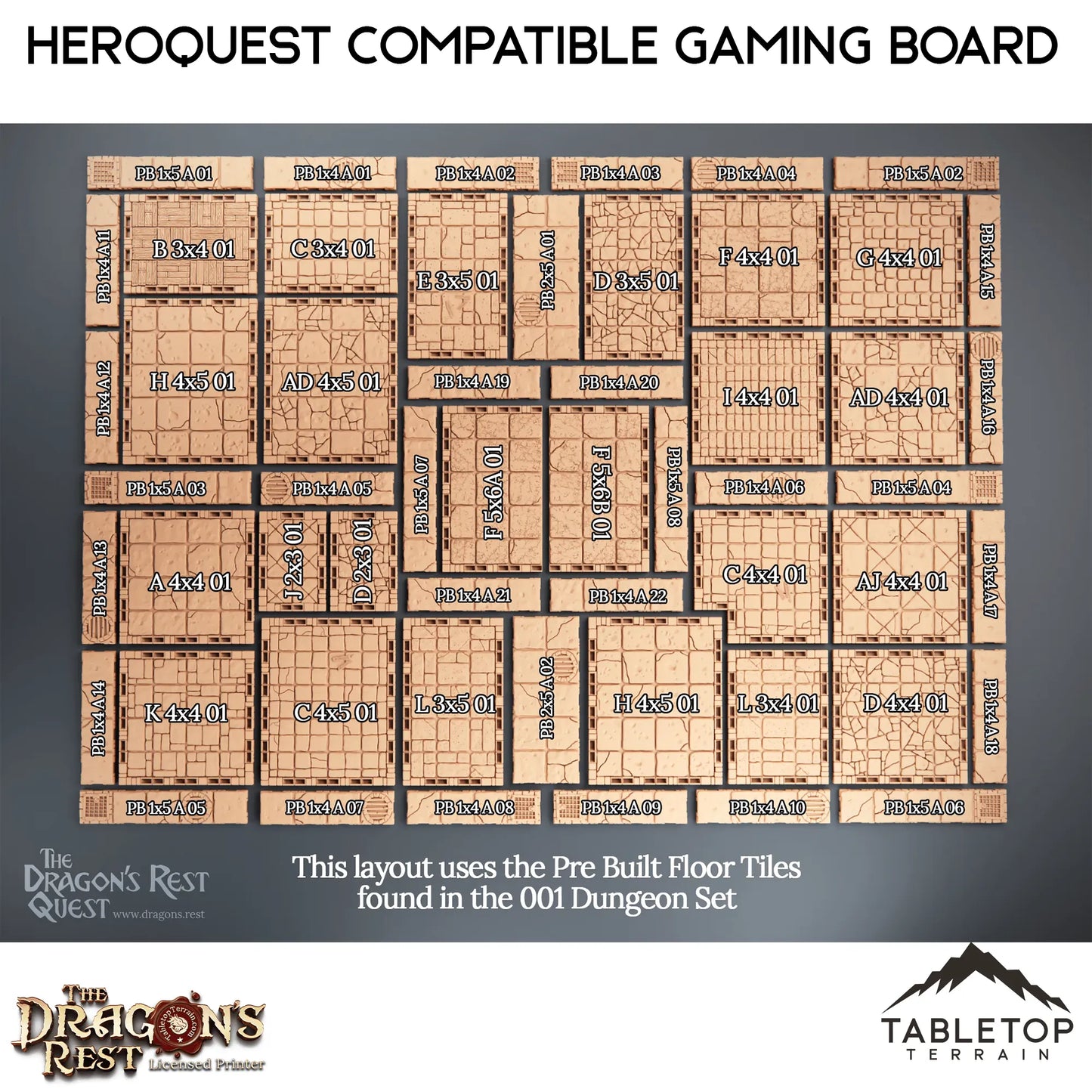 Dungeon Gaming Board Compatible with HeroQuest