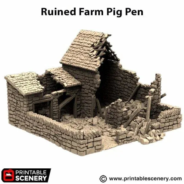 Ruined Farm Pig Pen - Country & King - Fantasy Historical Building