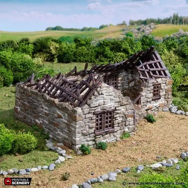 Ruined Highland Stone Barn - Country & King - Fantasy Historical Ruins