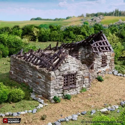 Ruined Highland Stone Barn - Country & King - Fantasy Historical Ruins