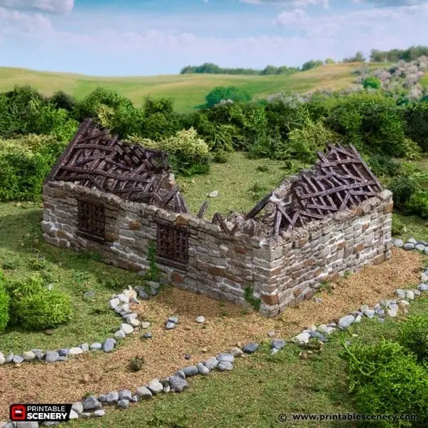 Ruined Highland Stone Barn - Country & King - Fantasy Historical Ruins