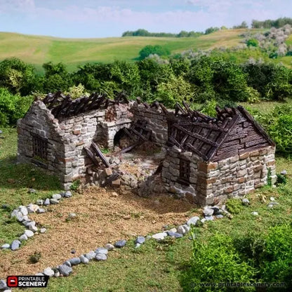 Ruined Highland Stone Barn - Country & King - Fantasy Historical Ruins