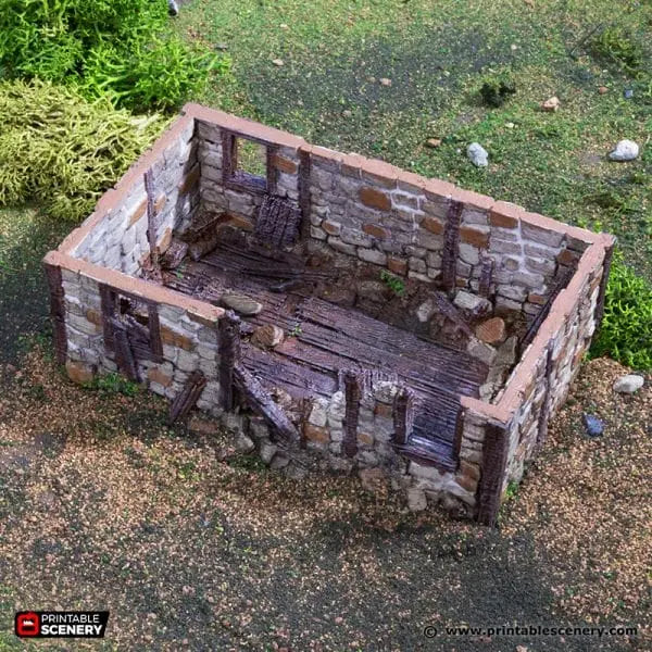 Ruined Norman Stone Barn - Country & King - Fantasy Historical Ruins