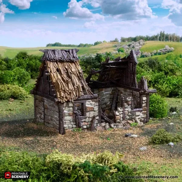 Ruined Norman Stone Barn - Country & King - Fantasy Historical Ruins