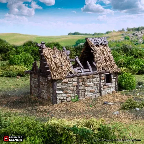 Ruined Norman Stone Barn - Country & King - Fantasy Historical Ruins