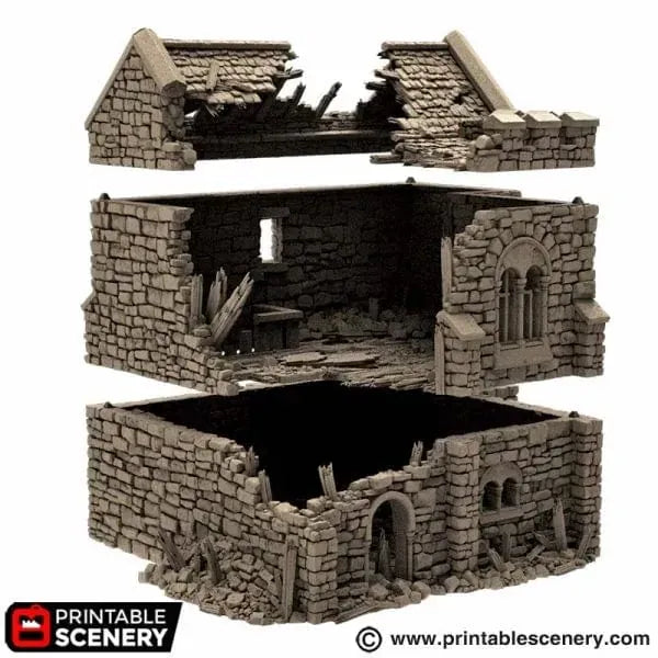 Ruined Norman Stone Keep - Country & King - Fantasy Historical Ruins