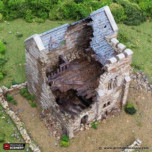 Ruined Norman Stone Keep - Country & King - Fantasy Historical Ruins
