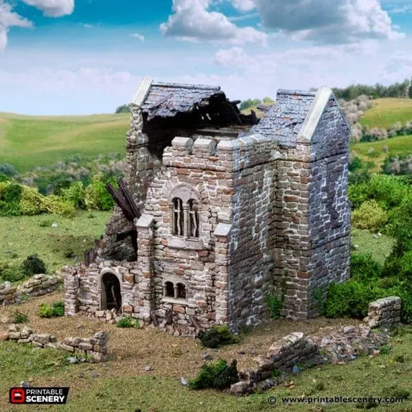 Ruined Norman Stone Keep - Country & King - Fantasy Historical Ruins