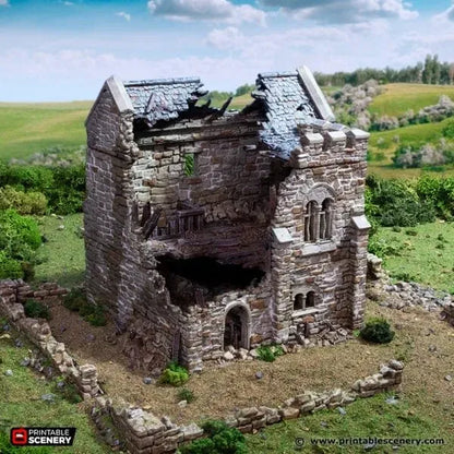 Ruined Norman Stone Keep - Country & King - Fantasy Historical Ruins