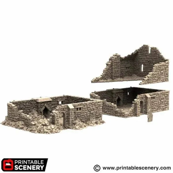 Ruined Norman Stone Manor - Country & King - Fantasy Historical Ruins