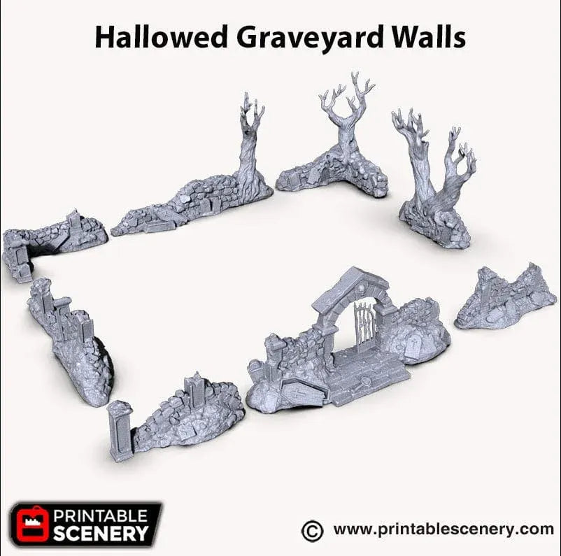 Hallowed Graveyard Walls - Fantasy Terrain