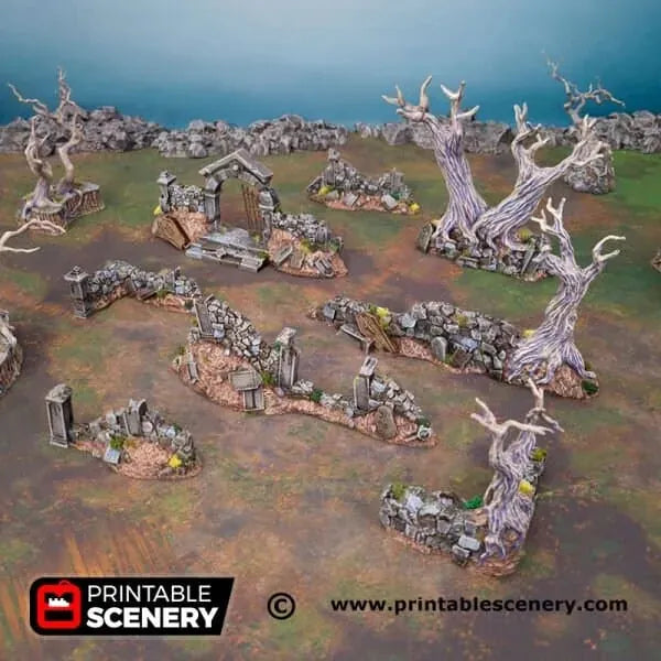 Hallowed Graveyard Walls - Fantasy Terrain