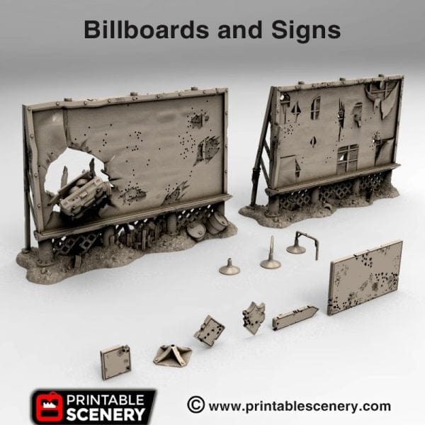 Ruined Billboards and Signs - Apocalyptic Terrain