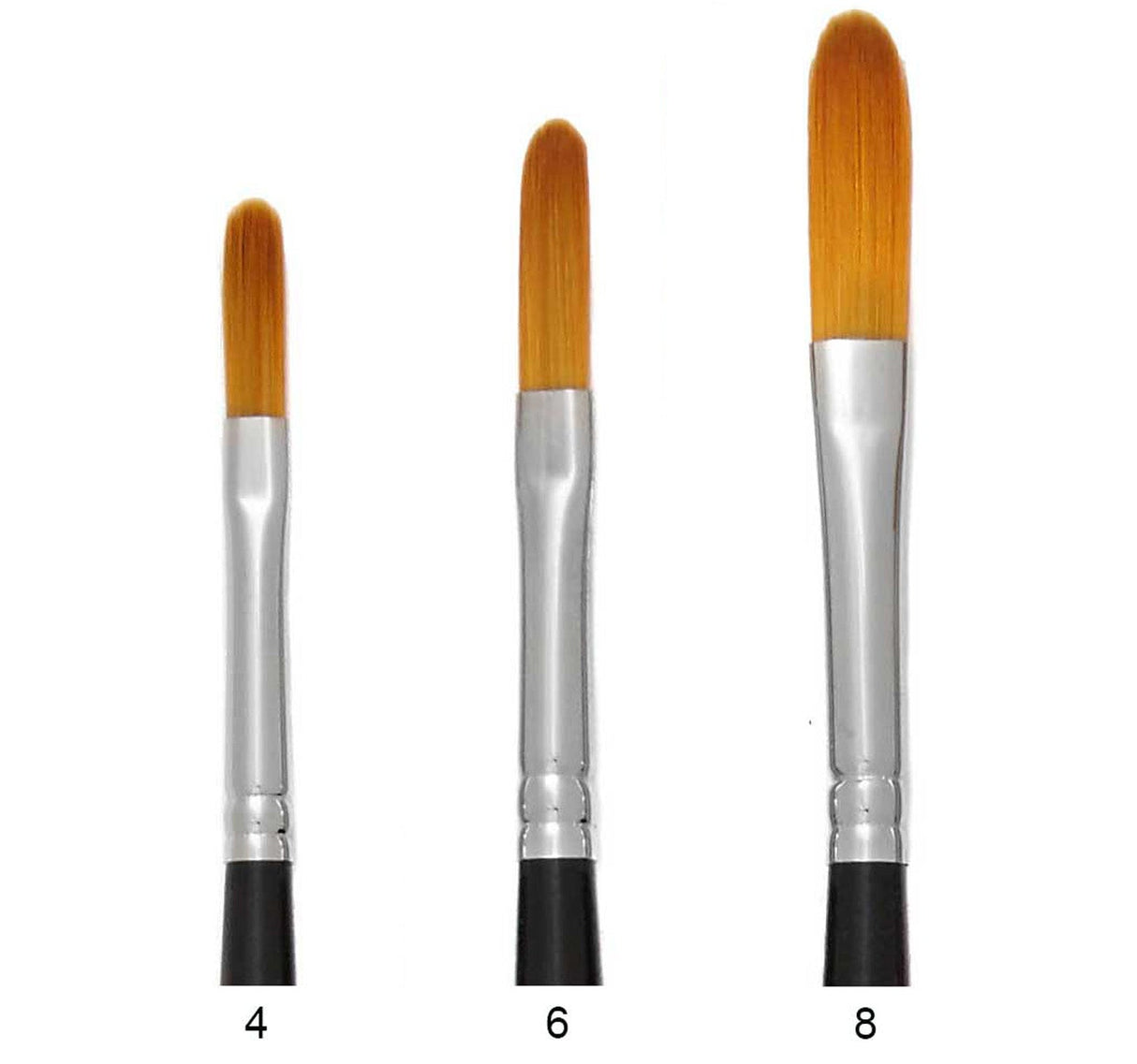 Trekell Golden Taklon Long Handle Artist Brushes - Synthetic Bristles for Acrylic and Oil Painting