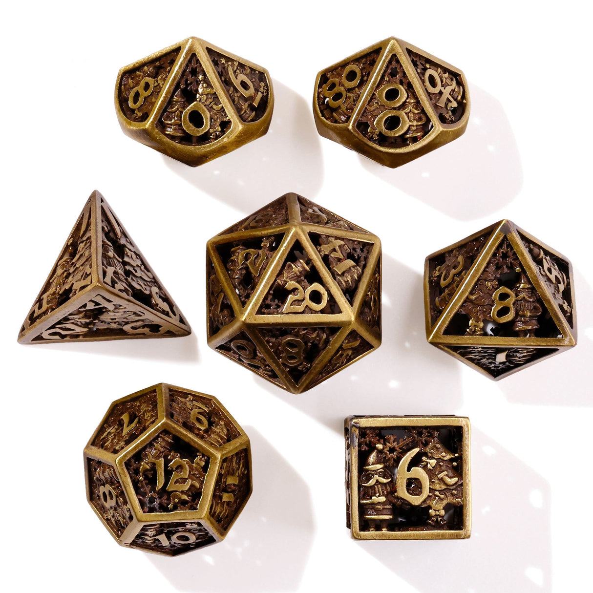 Christmas Metal RPG Dice Set - 7 Pieces